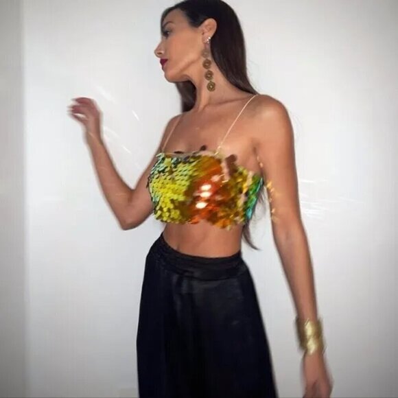 ZARA SHORT SEQUIN TOP - Picture 9 of 9